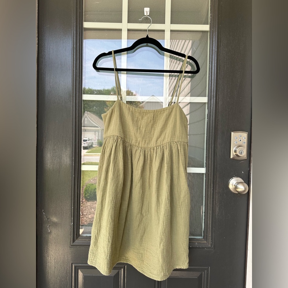 O'Neill Pea Green Cotton Gauze Mini Dress